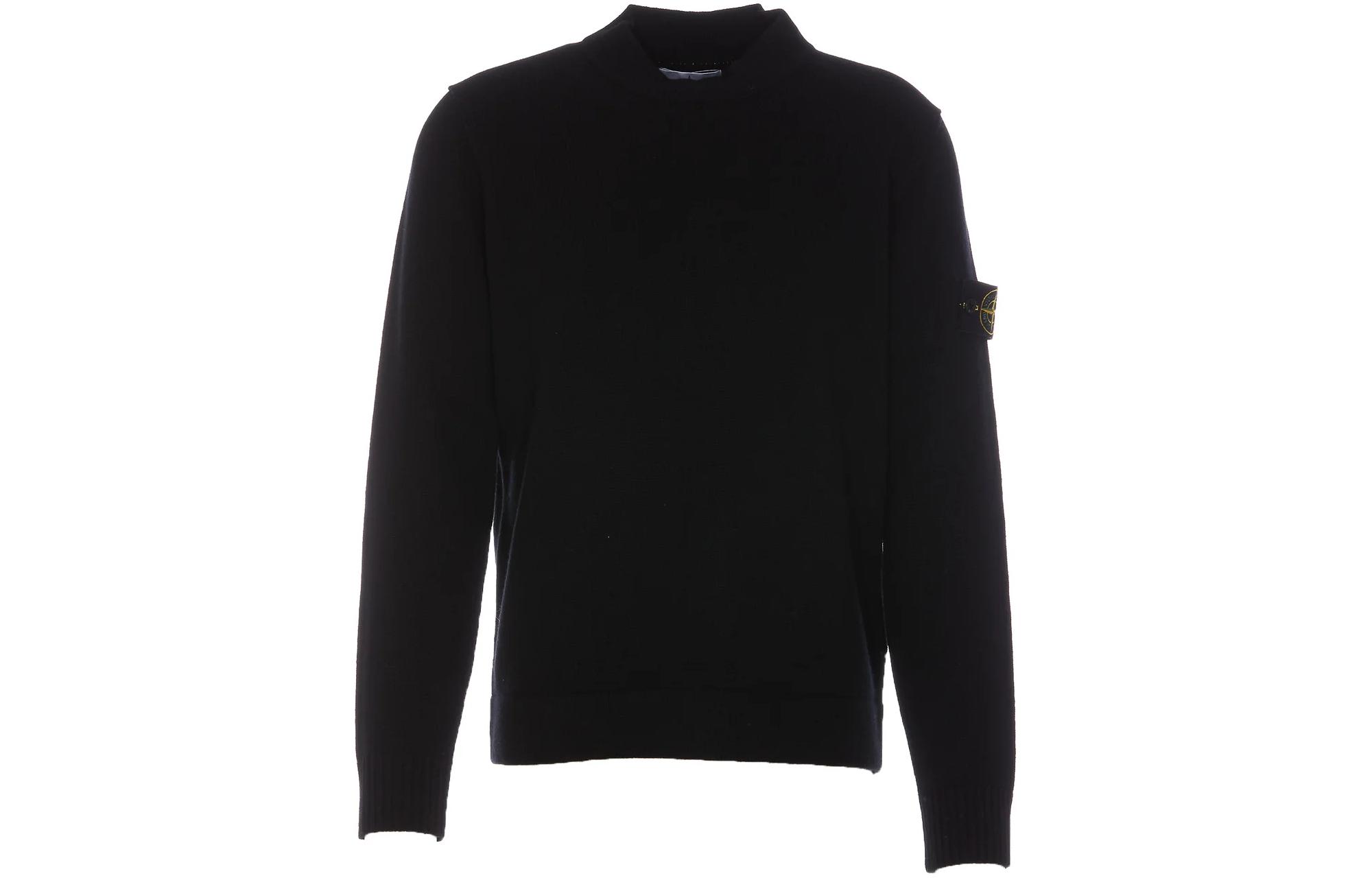 Stone Island Logo Patch Crewneck Long Sleeve Sweatshirt Black 7915522B6-V0029