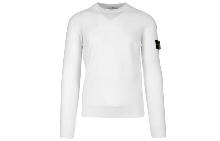 Stone Island Logo Patch Crewneck Pullover Sweatshirt White 7315511A1-V0099
