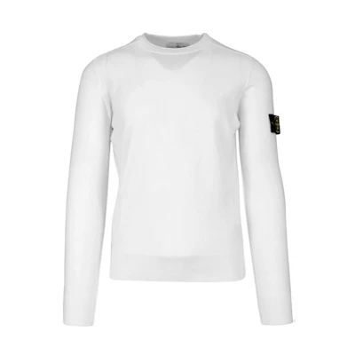 Stone Island Logo Patch Crewneck Pullover Sweatshirt White 7315511A1-V0099