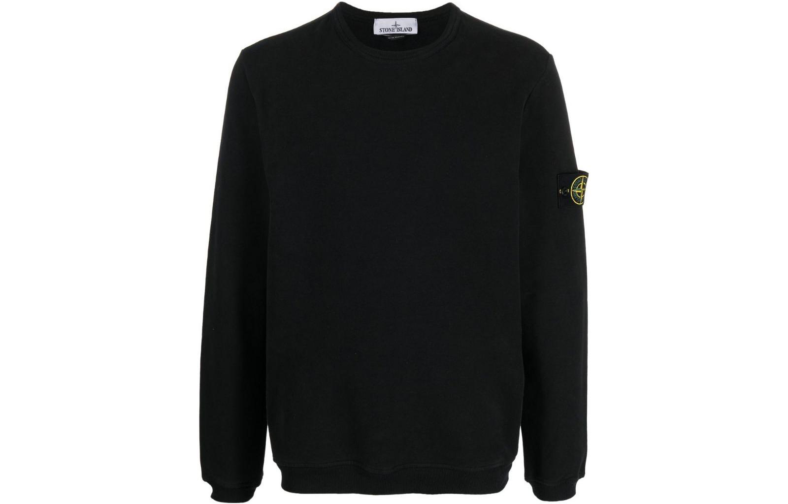 Order STONE ISLAND Logo Patch Crewneck Sweatshirt Hitam 771561351-V0029