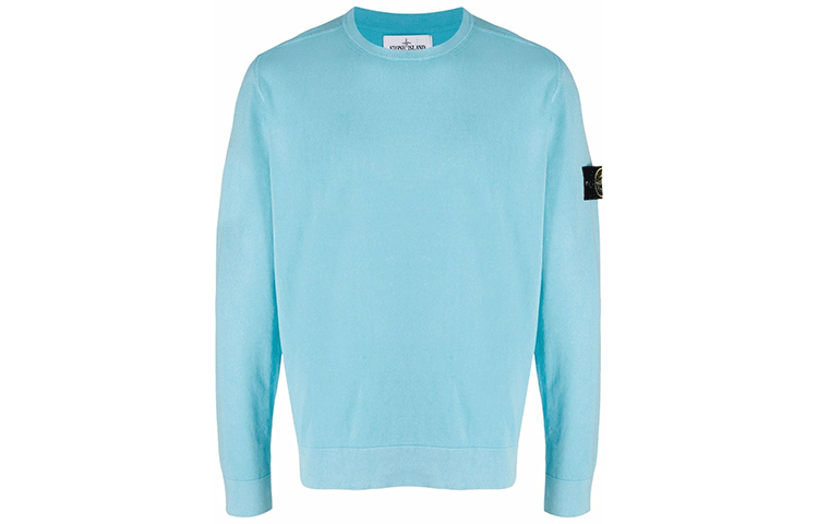 Stone Island Logo Patch Crewneck Sweatshirt Blue - 7415554D9-V0042