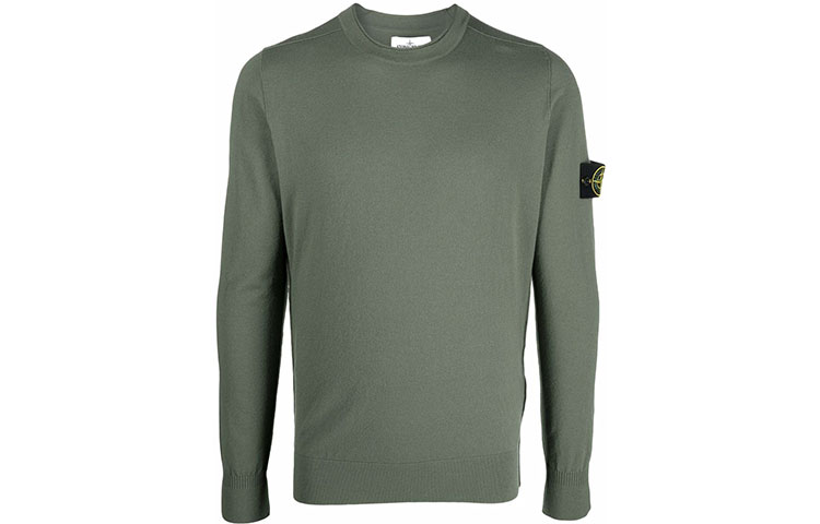 Stone Island Logo Patch Crewneck Sweatshirt Military Green 7515511A1-V0055