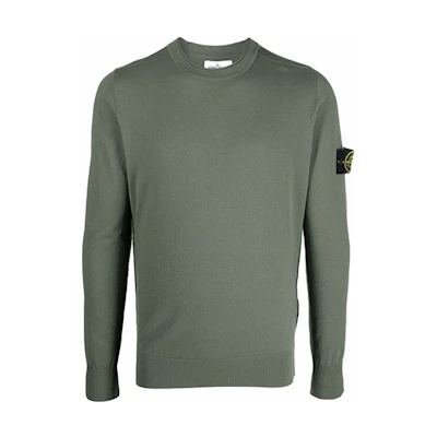 Stone Island Logo Patch Crewneck Sweatshirt Military Green 7515511A1-V0055
