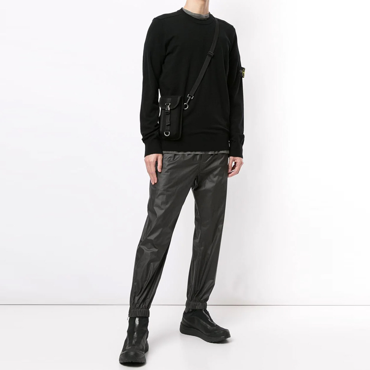 STONE ISLAND Logo Patch Crewneck Wool Sweater Black 7315511A1-V0029 圖 3