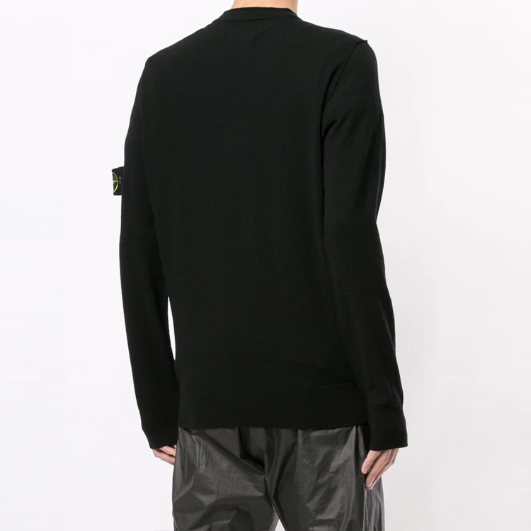 STONE ISLAND Logo Patch Crewneck Wool Sweater Black 7315511A1-V0029 圖 4