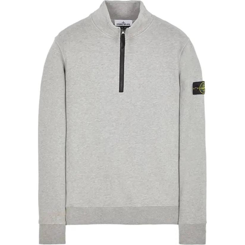Stone Island Logo Patch High Neck Long Sleeve Sweatshirt Gray - Fashion 771561920-V0M64