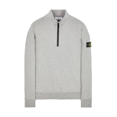 Stone Island Logo Patch High Neck Long Sleeve Sweatshirt Gray - Fashion 771561920-V0M64