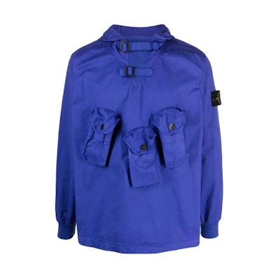 Stone Island Logo Patch Hooded Jacket - Blue 751510110-V0043