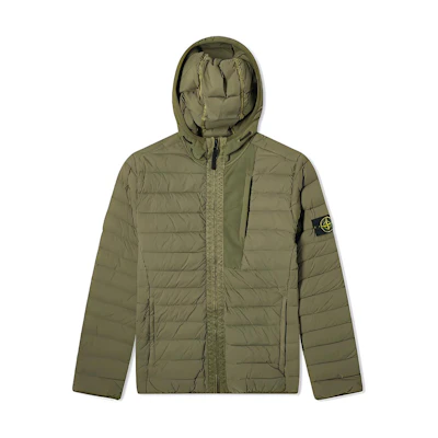 Stone Island Logo Patch Hooded Jacket Military Green 721541225-V0058