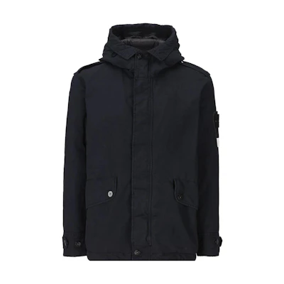 Stone Island Logo Patch Hooded Jacket Navy Blue Long Sleeve 791541349-V0020