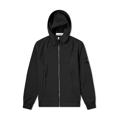Stone Island Logo Patch Hooded Zip-Up Jacket Black 721540927-V0029