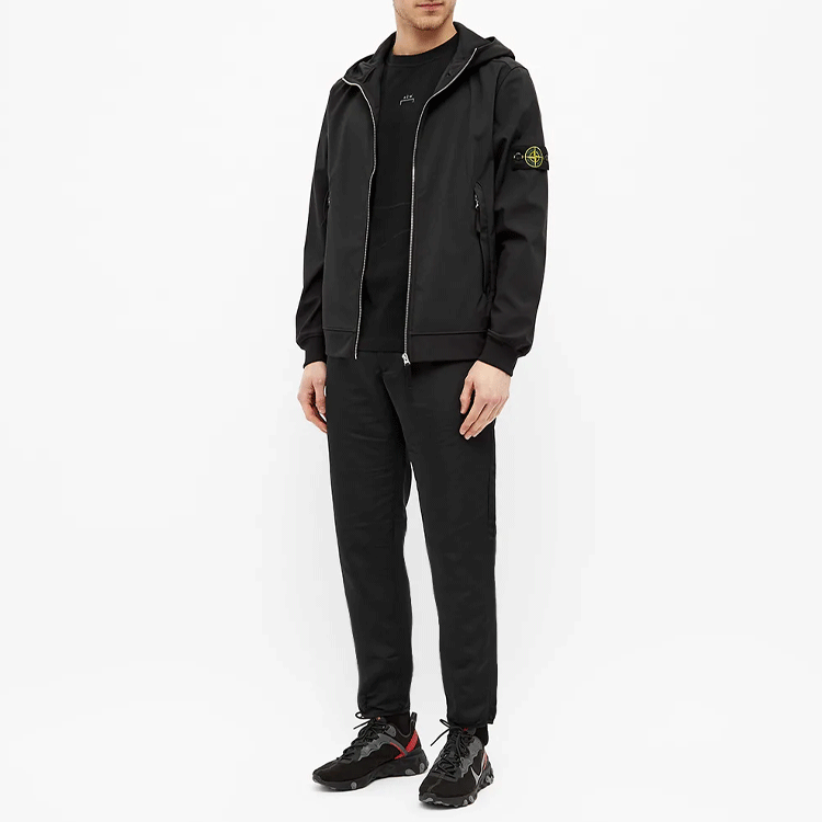 Stone Island Logo Patch Hooded Zip-Up Jacket Black 721540927-V0029 圖 3
