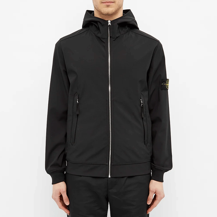 Stone Island Logo Patch Hooded Zip-Up Jacket Black 721540927-V0029 圖 4