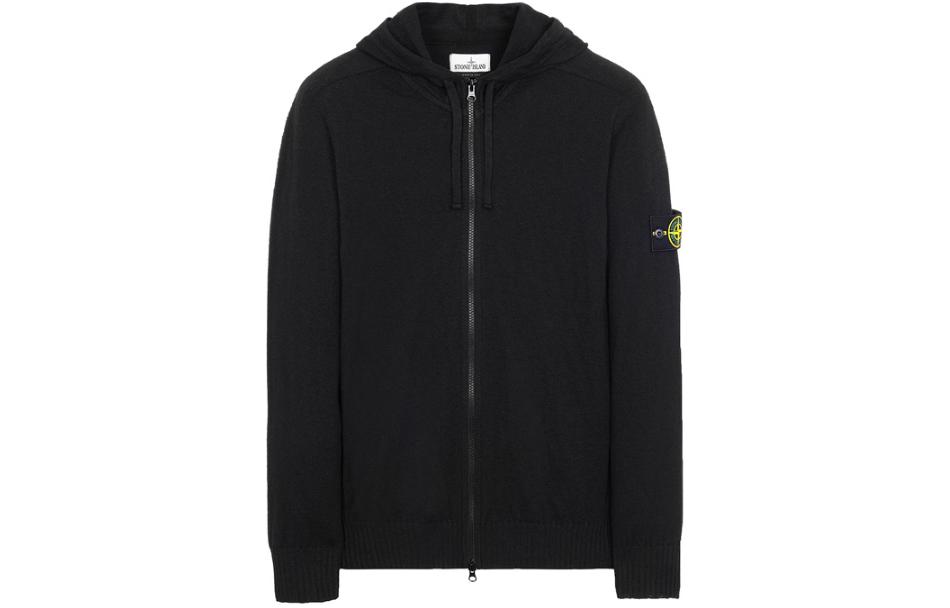 Stone Island Logo Patch Hooded Zip Jacket Men’s Black 7415523B0-V0029