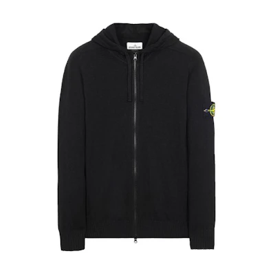 Stone Island Logo Patch Hooded Zip Jacket Men’s Black 7415523B0-V0029