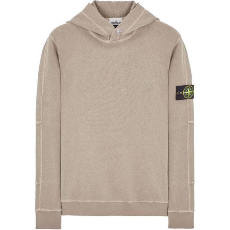 Stone Island Logo Patch Hoodie Long Sleeve Beige Mens 801565860-V0192