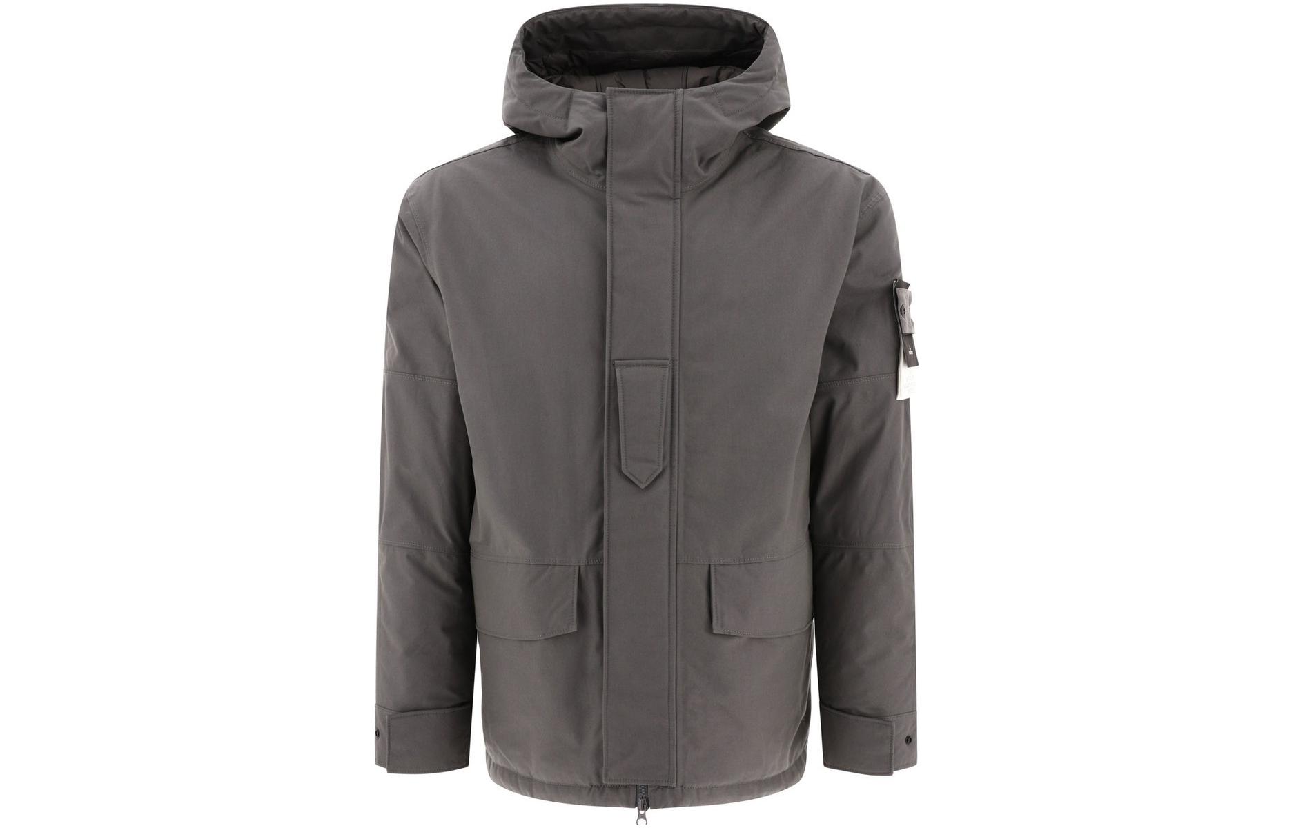 Stone Island Logo Patch Hoodie Long Sleeve Jacket Grey Jacket 7915420F1-V0067