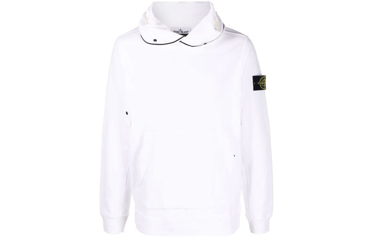 Stone Island Logo Patch Hoodie Pullover White 751560620-V0001