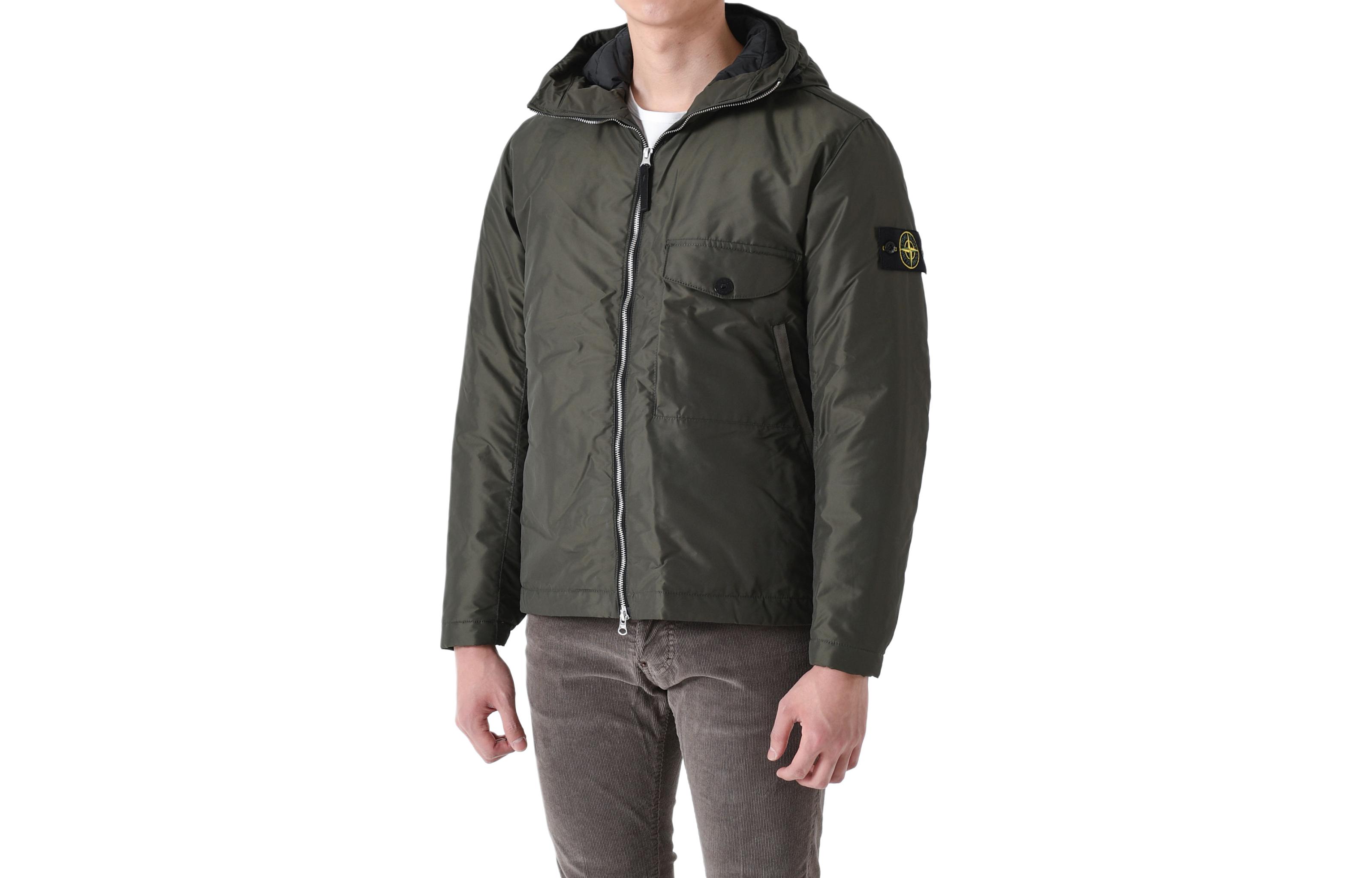 Stone Island Logo Patch Hoodie Zip Jacket Green - 771542446-V0059