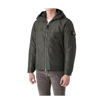 Stone Island Logo Patch Hoodie Zip Jacket Green - 771542446-V0059