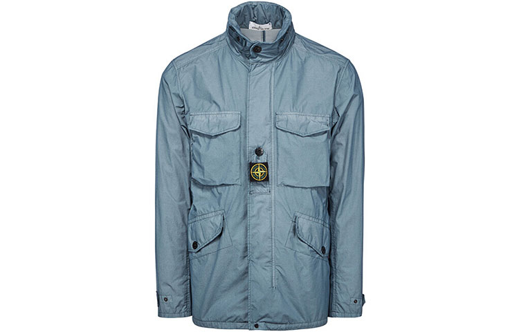 Stone Island Logo Patch Lightweight Long Sleeve Jacket Light Blue 741541732-V0046