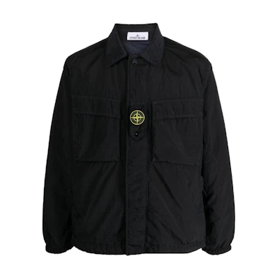 Stone Island Logo Patch Long-Sleeve Jacket for Men - Black 7915Q0819-V0020