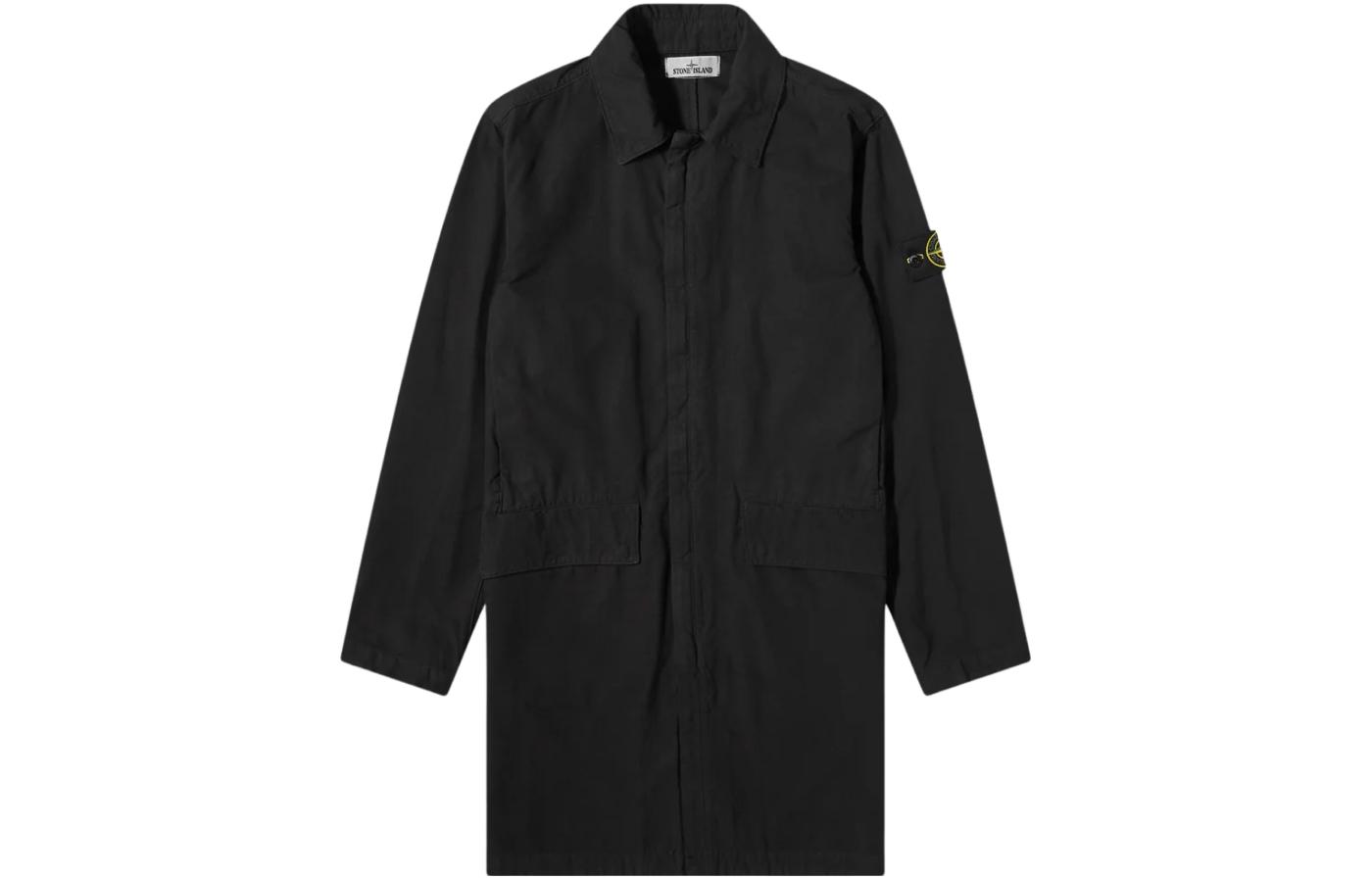 Stone Island Logo Patch Loose-Fit Long Sleeve Jacket Black 761570333-V0029