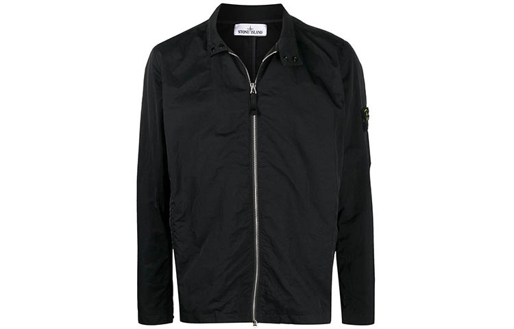 Stone Island Logo Patch Plain Black Jacket for Men 741543833-V0029