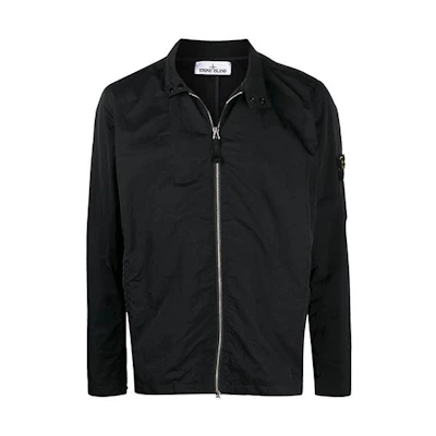 Stone Island Logo Patch Plain Black Jacket for Men 741543833-V0029