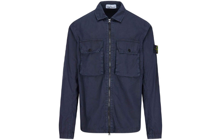 Stone Island Logo Patch Pocket Long Sleeve Jacket -  Navy 7515113WN-V0120