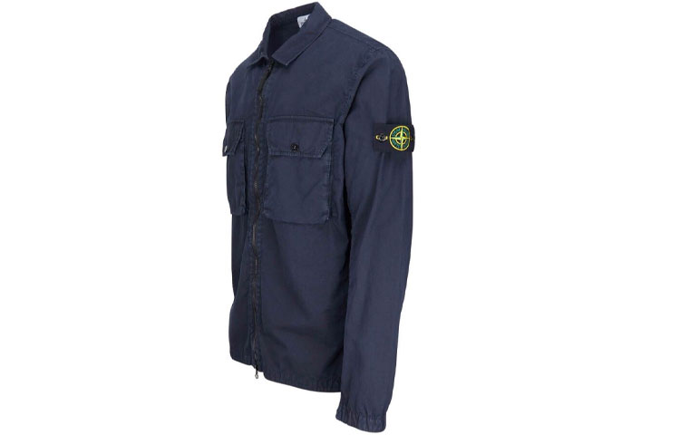 Shop Chaqueta Stone Island Logo Patch Bolsillo Manga Larga - Azul Marino 7515113WN-V0120
