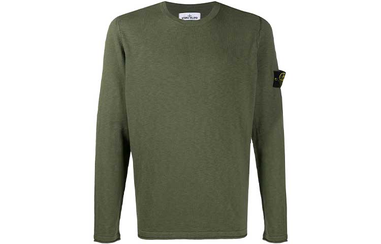 Stone Island Logo Patch Pullover Crewneck Sweatshirt Green 7215502B0-V0058