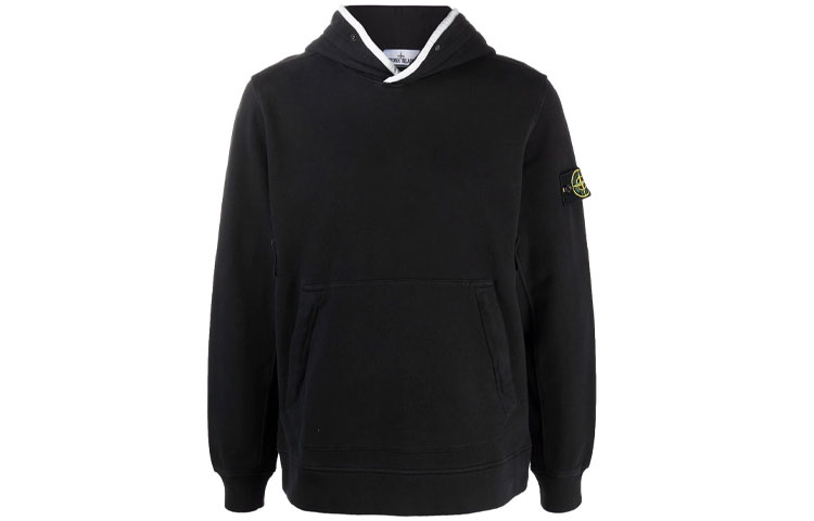 Stone Island Logo Patch Pullover Hoodie Men’s Black 751560620-V0029