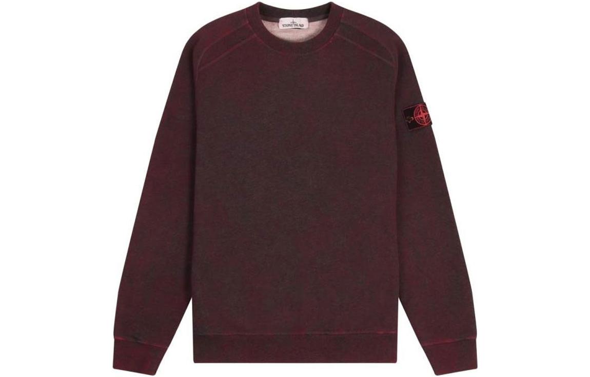 Stone Island Logo Patch Pullover Sweatshirt Men’s Maroon Long Sleeve 731562290-V2M87