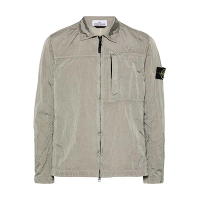Stone Island Logo Patch Slim Fit Zip-Up Jacket Silver 811511819-V0097