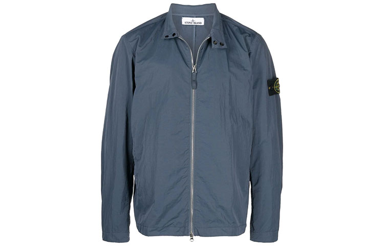 Stone Island Logo Patch Stand Collar Blue Jacket Edition 741543833-V0024