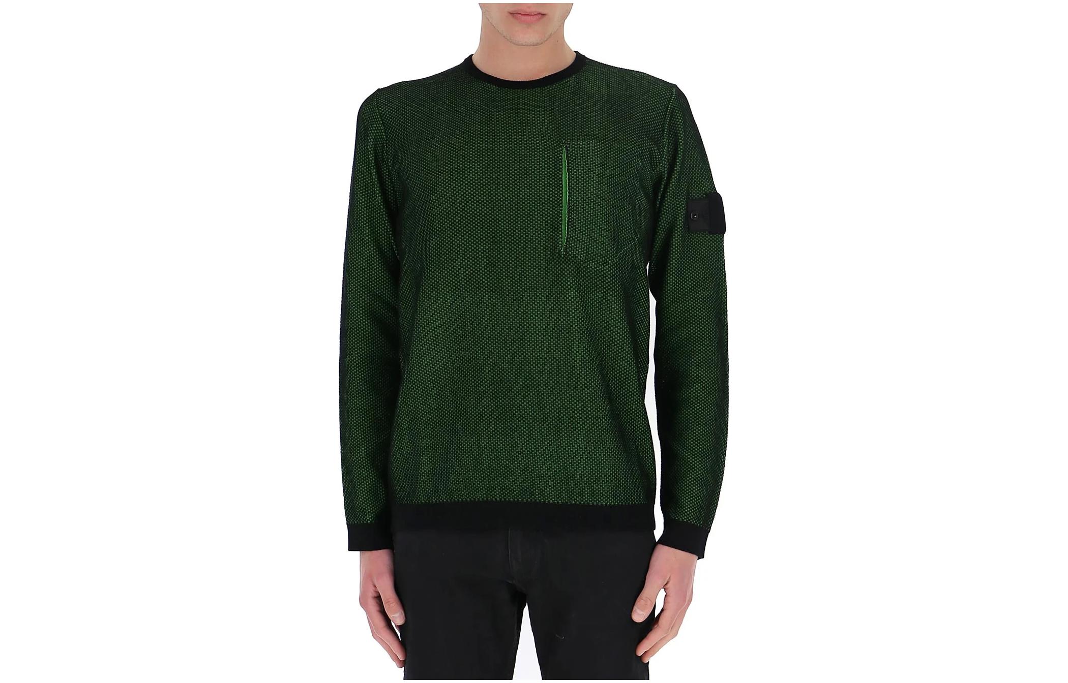 Stone Island Logo Patch Sweatshirt Green 7419505A3-V0029