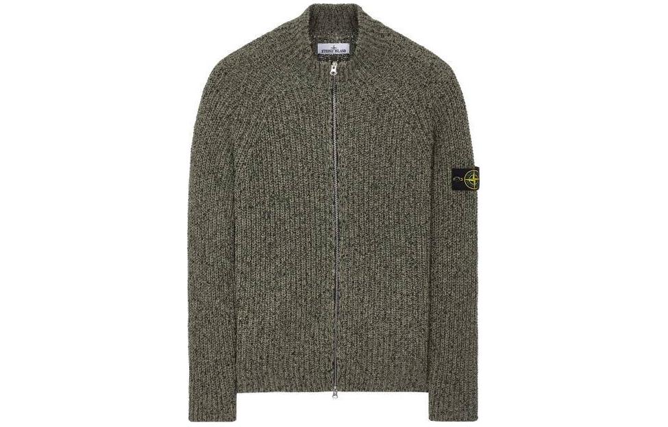 Stone Island Logo Patch Zip-Up High-Neck Jacket - Moss Green 8015530D1-V0059