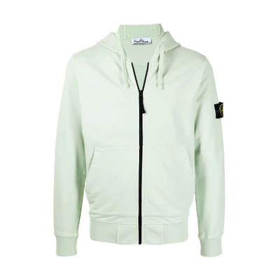 Stone Island Logo Patch Zip-Up Hoodie Green Jacket 741564251-V0052