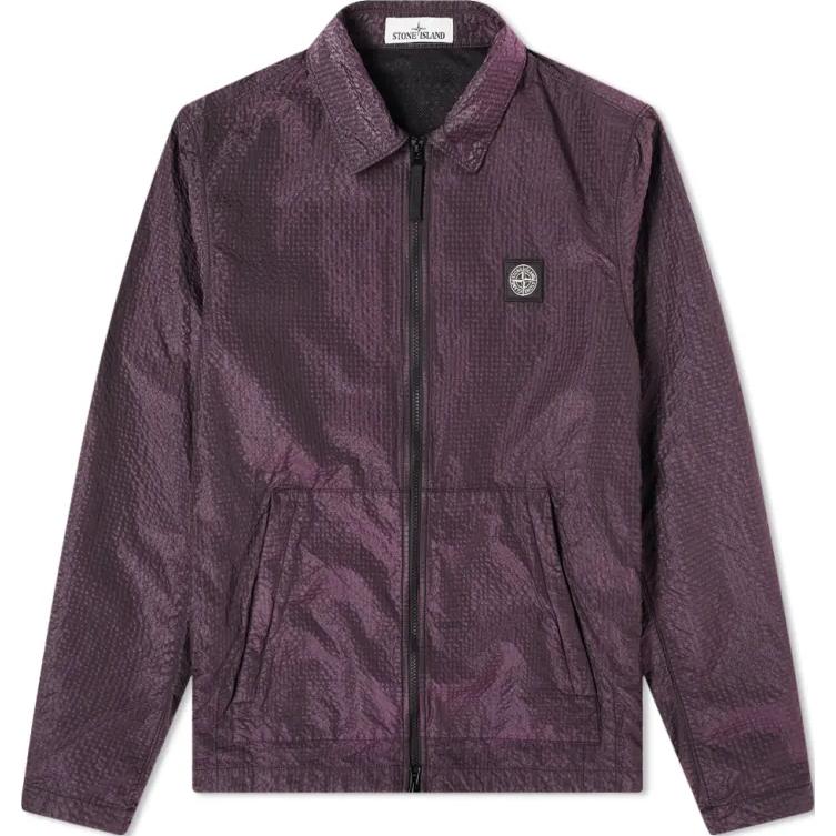 Stone Island Logo Patch Zip-Up Jacket  Purple Long Sleeve Outerwear 731511534-V0129 圖 2