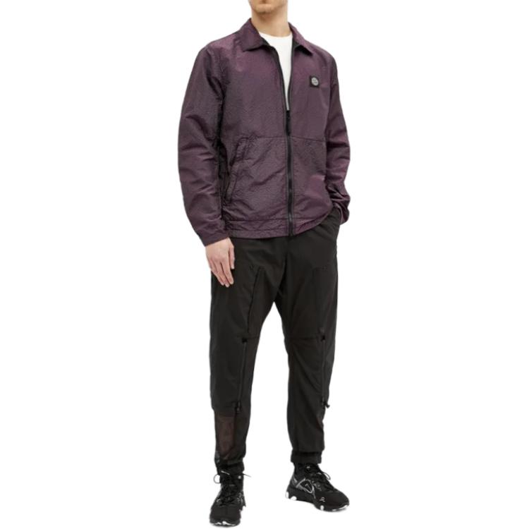 Stone Island Logo Patch Zip-Up Jacket  Purple Long Sleeve Outerwear 731511534-V0129 圖 3