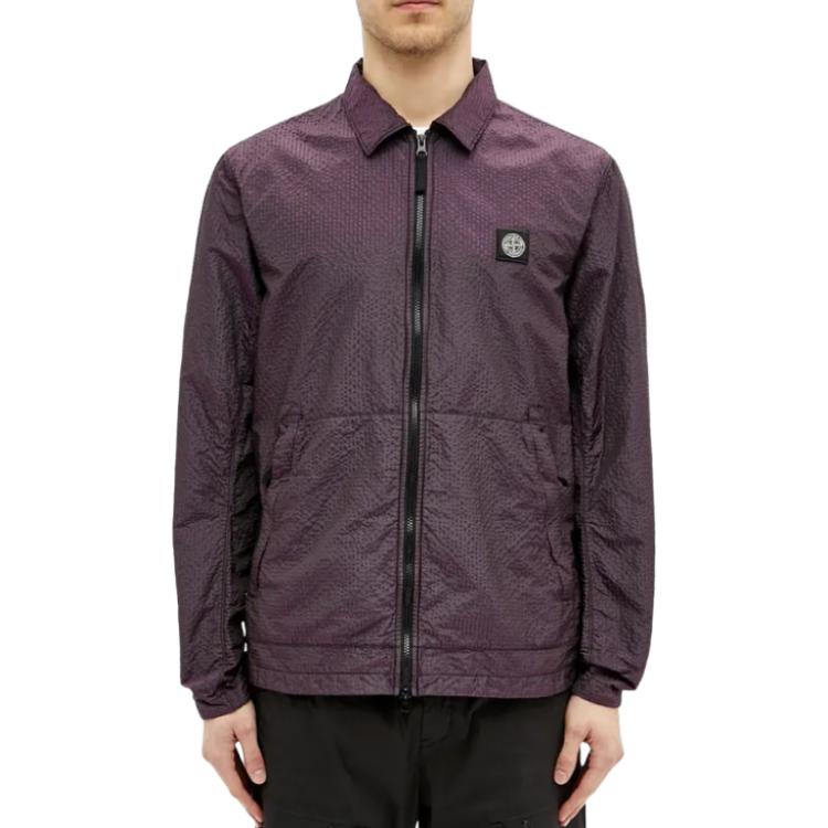 Stone Island Logo Patch Zip-Up Jacket  Purple Long Sleeve Outerwear 731511534-V0129 圖 4