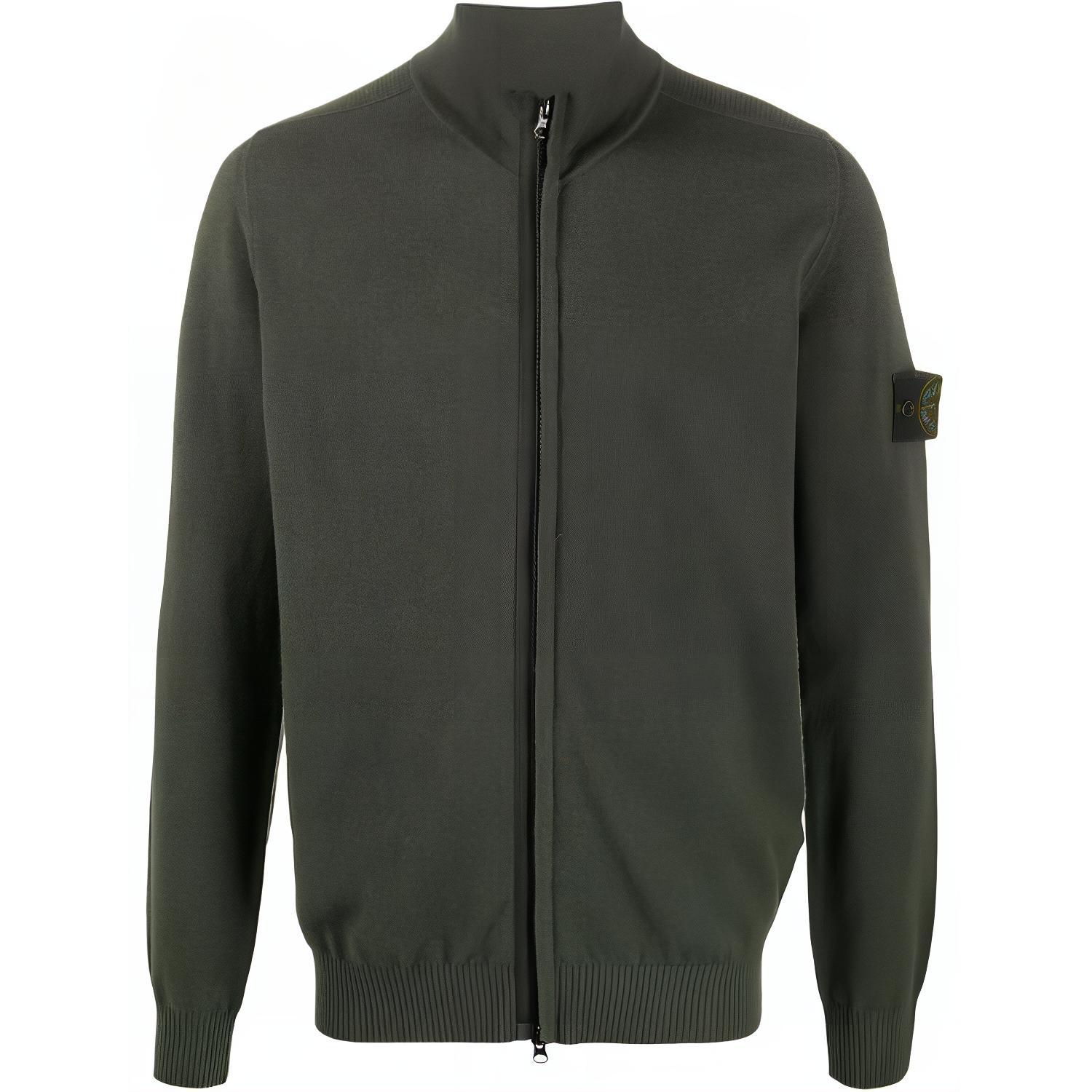 Stone Island Logo Patch Zip-Up Jacket Men’s Green Long Sleeve 7315513A1-V0059