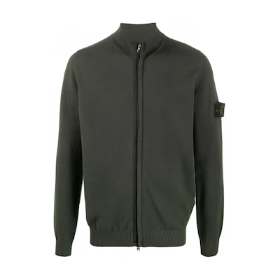 Stone Island Logo Patch Zip-Up Jacket Men’s Green Long Sleeve 7315513A1-V0059