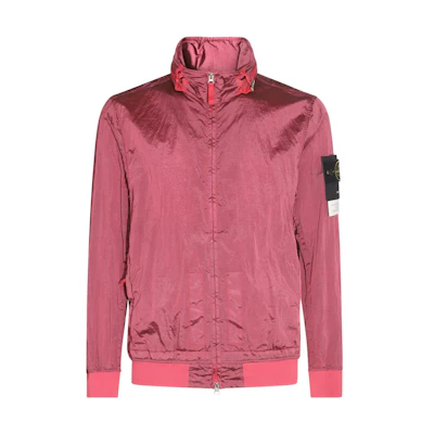 Stone Island Logo Patch Zip-Up Jacket Red - Long Sleeve Stand Collar 781541920-V0087