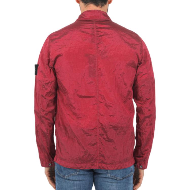 Stone Island Logo Patch Zip-Up Jacket Red -  Long Sleeve Stand Collar 781541920-V0087 圖 4