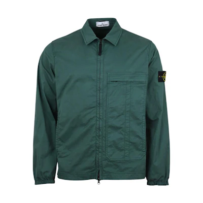 Stone Island Logo Patch Zip-Up Long Sleeve Jacket Green 741510319-V0057