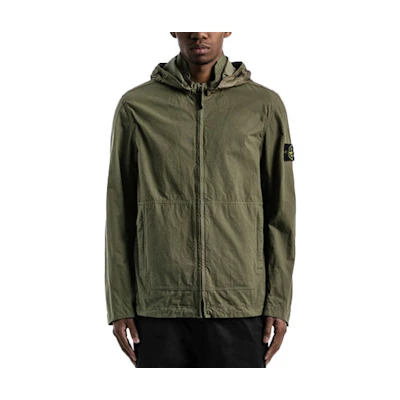 Stone Island Logo Patch Zip Hoodie Jacket Green 741541521-V0058