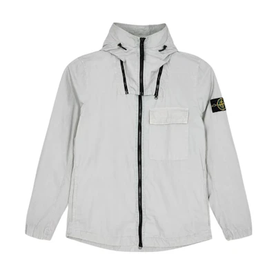 Stone Island Logo Patch Zip Hoodie Jacket Grey 7715114WN-V0161