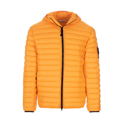 Stone Island Logo Patch Zip Hoodie Jacket Orange - 781540324-V0032